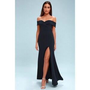 NWT Lulus Song of Love Navy Blue Off-the-Shoulder Maxi Dress‎ - Sz Small